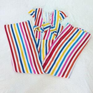 Color Me Courtney Rainbow Stripes Jumpsuit Size 8 Multicolor